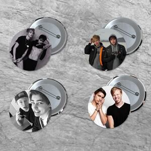 Sam And Colby Youtube 1.5 inch Pinback Button 4 Pack Ghost Stocking Stuffer